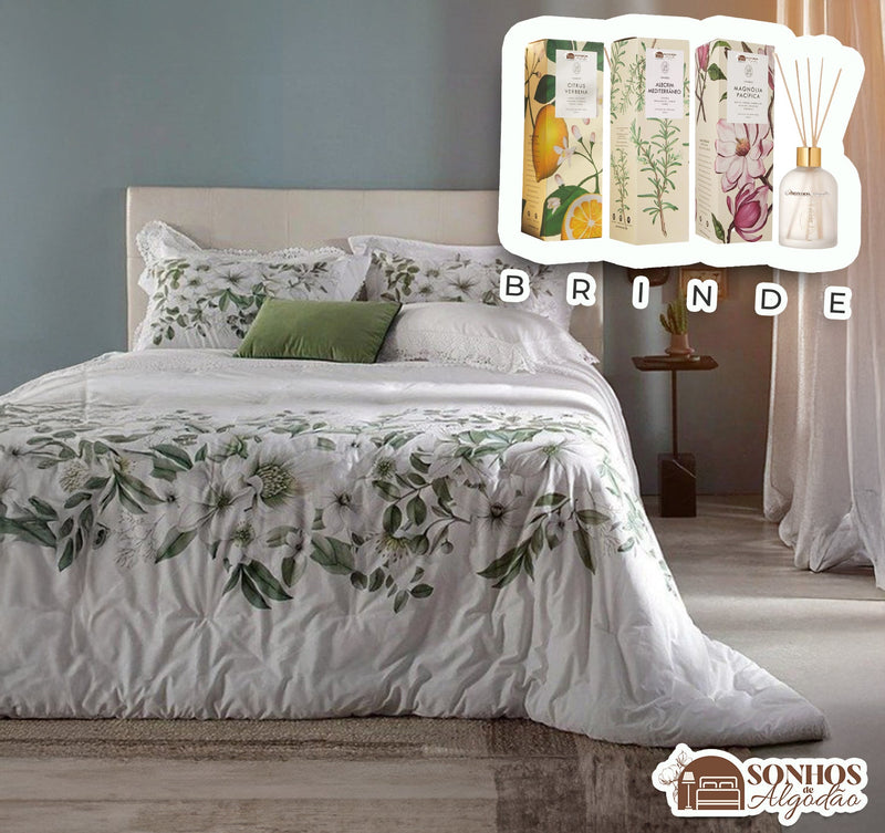 Jogo de Cama Buddemeyer Breville 100% algodão + 3 Difusores de Aroma